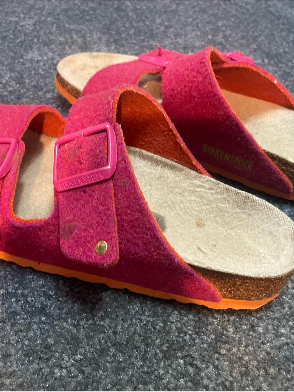 Birkenstock Pink Felt Two-Strap Sandals